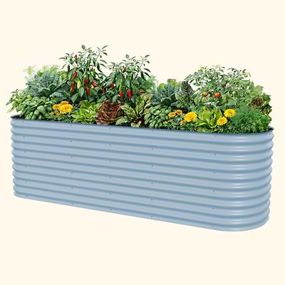 Vego Garden | 32" Extra Tall 10 In 1 Modular Metal Raised Garden Bed Kit | Sky Blue