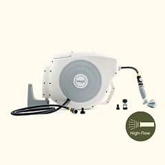 Retractable Hose Reel Set 100ft Hi-Flow Cloud White | Vego Garden