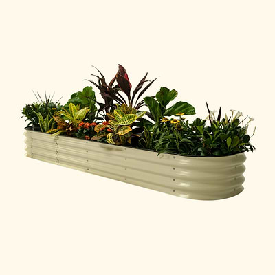Vego Graden | 11" Tall 9 In 1 Modular Metal Raised Garden Bed Kit Pearl White | Vego Garden