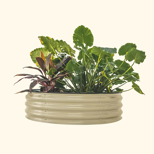 11" Tall 42" Round Modular Metal Raised Garden Bed Kit | Vego Garden | Pearl White | Vego Garden