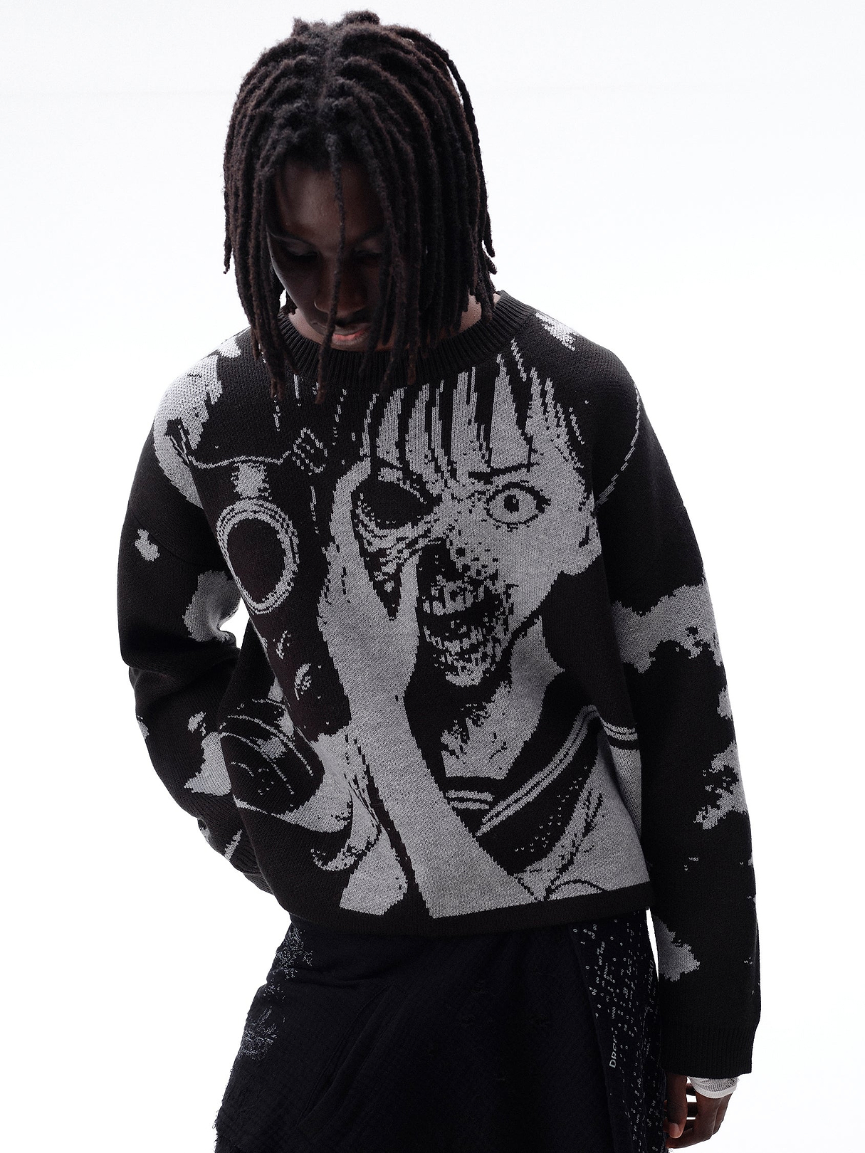 ニット/セーター YUKI HASHIMOTO CHAINED JUMPER(BLACK) Yuki Knit Jumper – DROP DEAD CLOTHING