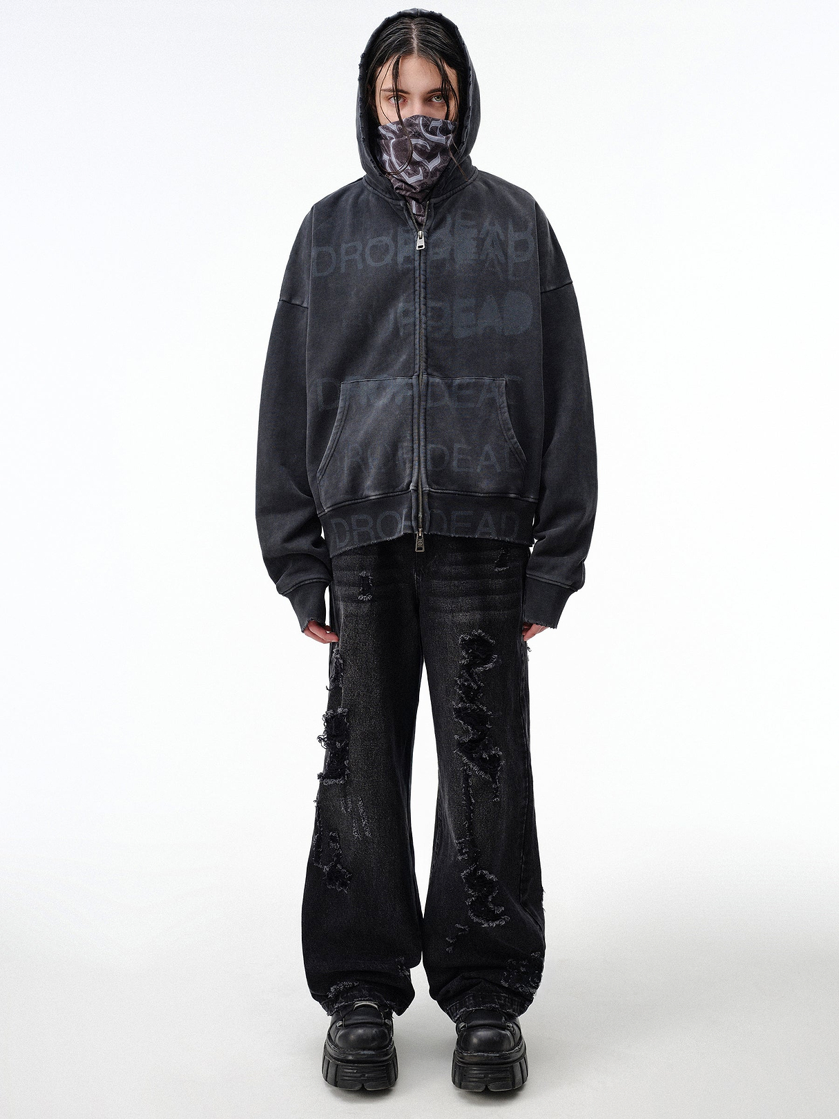 Stacked Zip-Up Hoodie – DROP DEAD CLOTHING