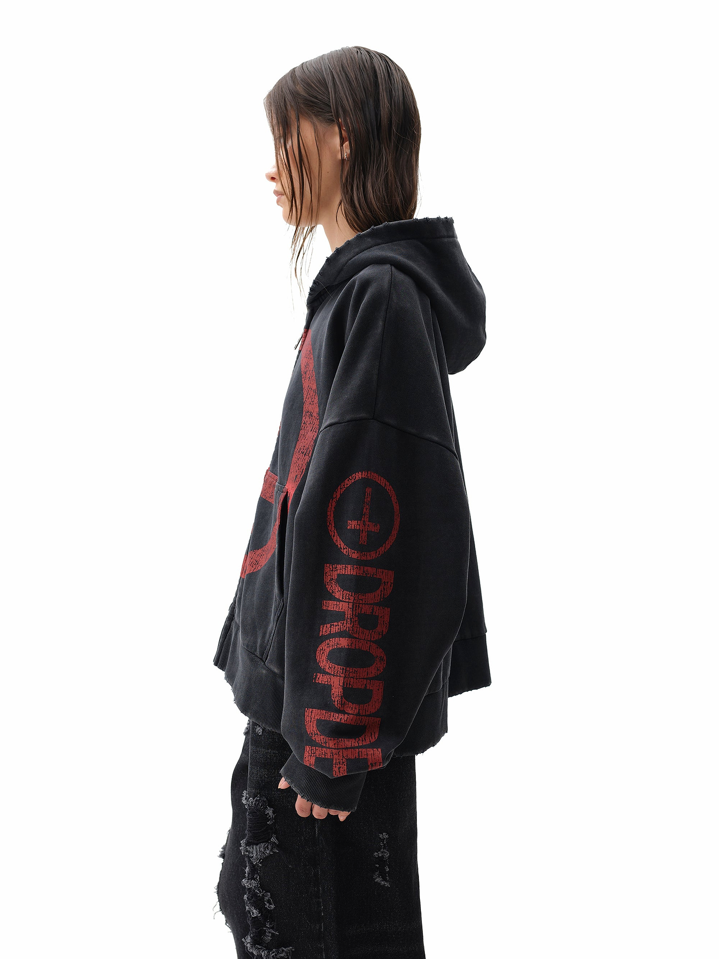 Coma Black Boxy Hoodie