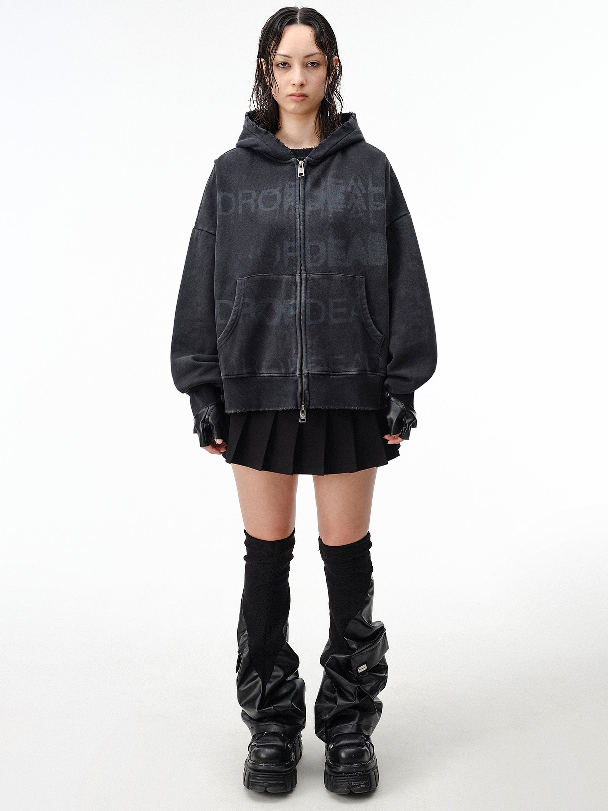 Stacked Zip-Up Hoodie – DROP DEAD CLOTHING