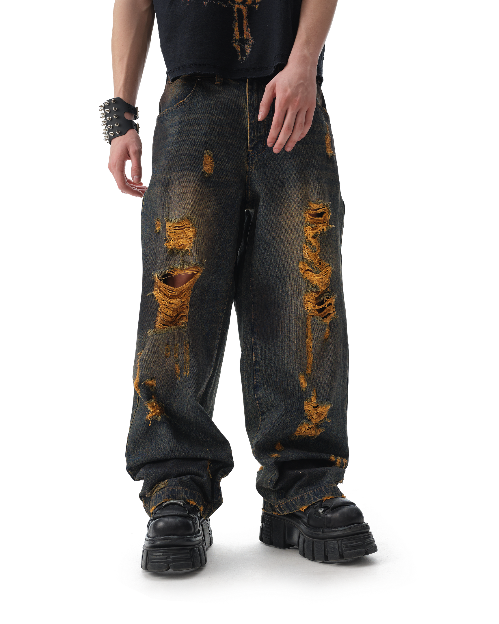 Burnout Brown Jeans