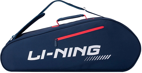 The Li-Ning Training Series 3 Racket Badminton Bag in blue and red features a prominent white Li-Ning logo, a convenient handle and shoulder strap, and a practical red zippered pocket—making it the perfect choice for carrying all your sports essentials in style.