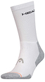 HEAD Crew Athletes Badminton Socks (1 Pack) in white feature gray accents on the toe and heel. Designed for performance with ribbed tops, these socks display a black HEAD logo near the cuff, ideal for badminton enthusiasts seeking comfort and support.