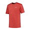 This sporty and timeless K-Swiss Tac Hypercourt Badminton T-Shirt in Lollipop Melange features a subtle heathered texture with a small white logo on the chest. It includes a simple round neckline with a contrasting inner border, making it ideal for badminton enthusiasts.