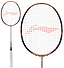 A close-up and full view of the Li-Ning BladeX 900 Sun Max 3U Badminton Racket in Red Copper, showcasing a white grip, orange strings, and HDF Shock Absorbing System against a crisp white background.