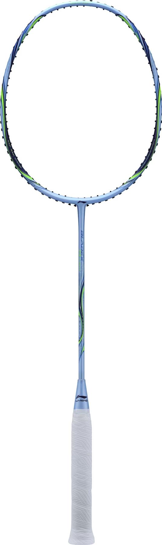 A Li-Ning BladeX 73-Light 6U Badminton Racket in Flower Blue with a white grip, shown vertically against a plain white background.