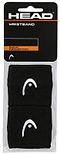 Two black HEAD 2.5" badminton wristbands featuring a white logo are designed for excellent sweat absorption, making them an ideal towel substitute.