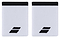 A pair of Babolat Jumbo Logo Wristbands by Babolat, featuring a black rectangular design set against a white backdrop and accented with a sleek black border on top for added style and absorbency.