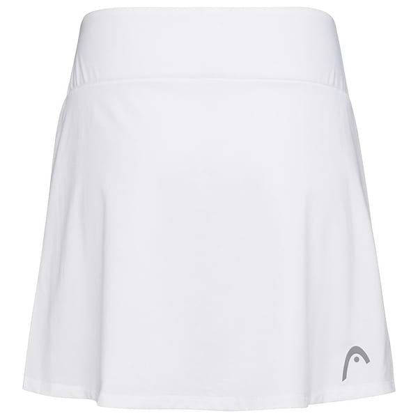 This white skort from HEAD's Club Basic Badminton Skort Long collection showcases a wide waistband and a discreet logo on the bottom right. Its smooth, lightweight fabric integrates HEAD Sportswear MXM Moisture Transfer Microfibre Technology, making it ideal for both sports and casual wear.