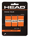 HEAD Prime Tour Badminton Overgrip 3-pack in vibrant orange includes three individually wrapped grips, highlighting their exceptional tackiness and superior comfort, making them perfect for players seeking enhanced performance.