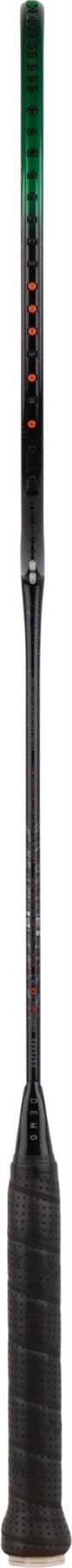 The Yonex Astrox 99 Game 4U Badminton Racket in black/green is shown vertically against a white background. It features a wrapped handle, slim shaft, green-tinted frame top, and the Rotational Generator System for enhanced play.