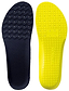 Yonex AC195 Power Cushion+ Badminton Insoles feature a black top with ventilation holes and wavy texture, plus a yellow bottom with grid pattern and raised Yonex branding for superior shock absorption—ideal for court performance.