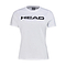 The HEAD Women's Club Basic Badminton T-Shirt in white is a versatile piece for women's sportswear. It prominently displays the word "HEAD" in bold black letters across the chest. Crafted from a comfortable polyester cotton blend, this shirt is ideal for both active play and casual wear.