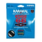 The image showcases a black Karakal Edge 68 badminton string package, highlighting features such as superior patch control and advanced Nano Technology for excellent shock absorption. It also includes color and gauge details, along with a view of the string inside.