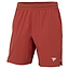 Tecnifibre Team Stretch Mens Badminton Shorts in terracotta feature an elastic waistband, side pockets, a small white Tecnifibre logo on the left leg, and a modern design ideal for badminton or casual wear.