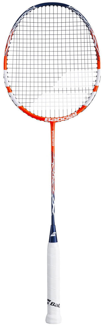 Perfect for beginners, the Babolat Speedlighter 2026 Badminton Racket features an orange and white design, comfortable grip, durable strings, and a prominent Babolat logo for standout style on the court.