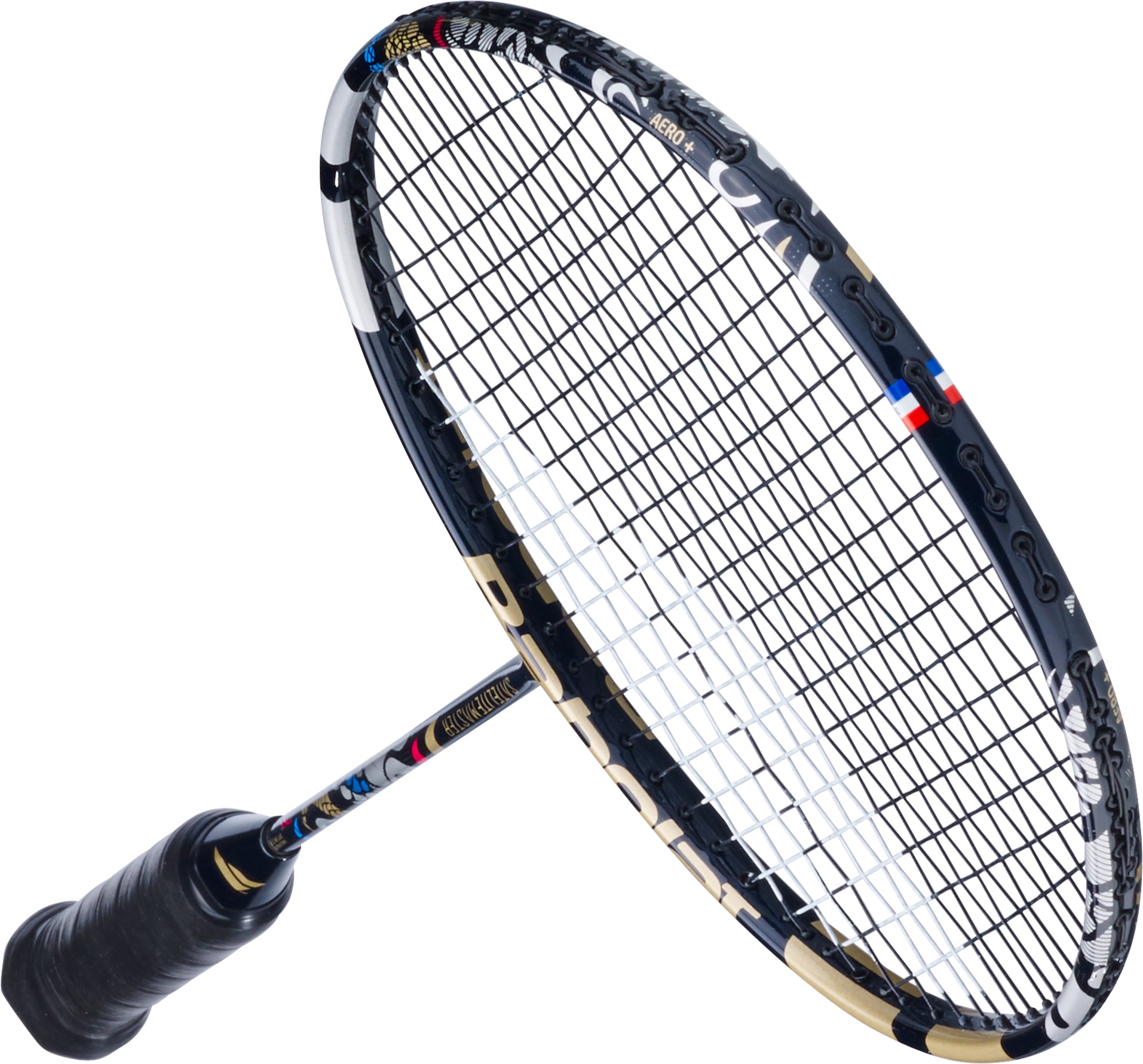 Navy blue Babolat Satelite Master 3U 2026 Badminton Racket angled diagonally, displaying its stringed oval head and wrapped handle against a white background—crafted for players seeking precision control.