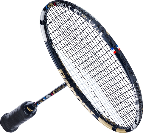 Navy blue Babolat Satelite Master 3U 2026 Badminton Racket angled diagonally, displaying its stringed oval head and wrapped handle against a white background—crafted for players seeking precision control.