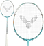 The Victor Jetspeed S 12TD R 4U Badminton Racket in green features the Aero-Sword frame and a white handle, similar to the popular Victor Jetspeed 12TD.