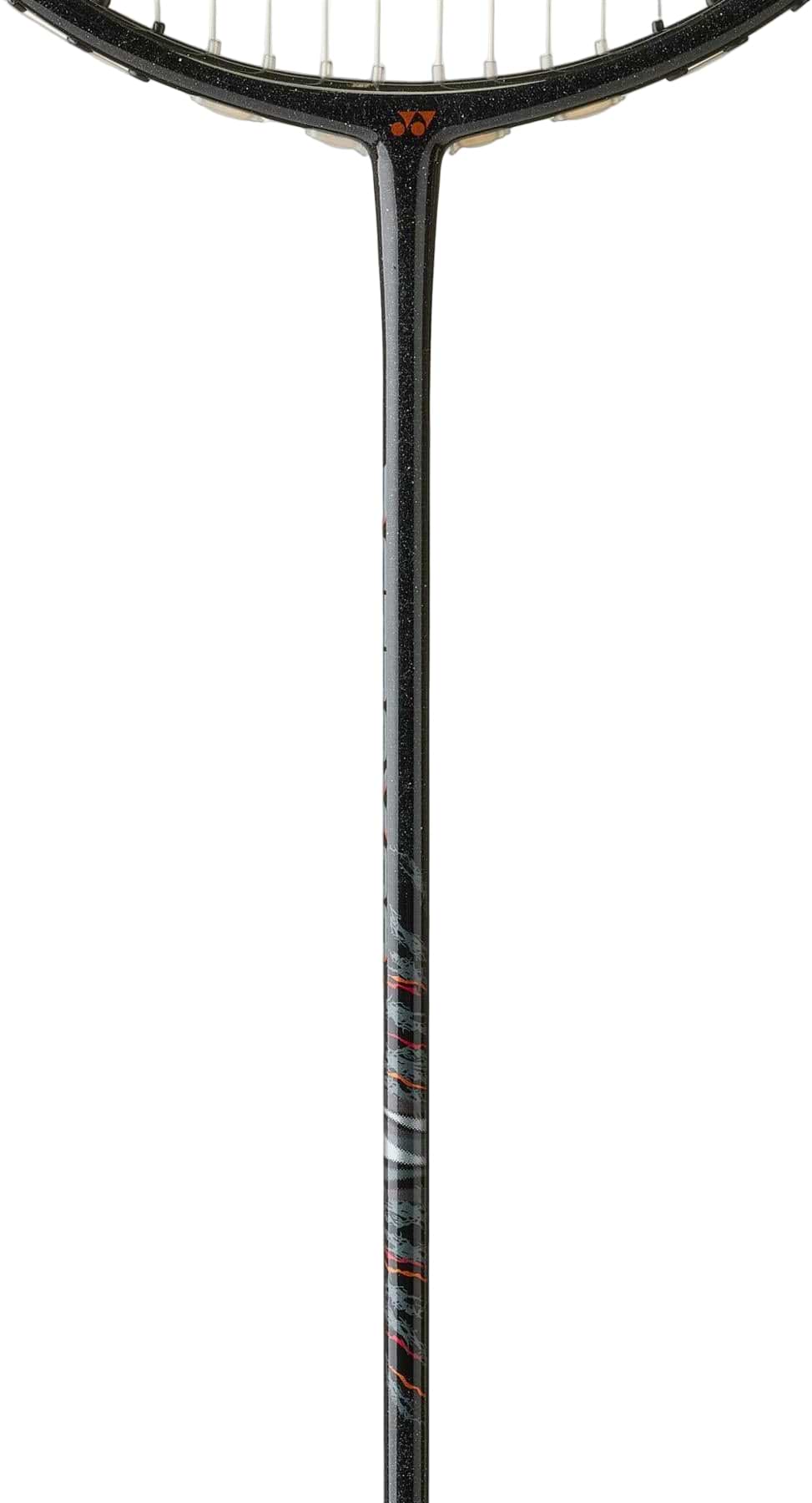 Close-up of a Yonex Astrox 99 Pro Badminton Racket in black and green, featuring the Rotational Generator System, with white stringing and Yonex branding, shown against a plain white background.