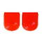 The Sorbothane Sports Heel Pads, featuring a bright red color and semi-circular shape with concentric circle patterns, are expertly crafted from Sorbothane compound for superior shock absorption. Positioned side by side against a white background, these pads offer both comfort and performance.