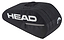 The HEAD BASE 6 Racket Badminton Bag M - BK is sleek and professional, featuring bold white branding. Ideal for intermediate players, it offers ample space with multiple compartments and a side horizontal zipper, perfect for storing tennis or badminton gear.