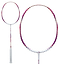 Introducing the Li-Ning BladeX 73-Light 6U Pink Badminton Racket: With a head-light balance for swift maneuverability, it sports a white handle, a purple and pink frame, and strings in a grid pattern on an oval-shaped head against a plain white background.