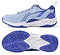 Li-Ning Almighty V2.0 Unisex Badminton Shoes in Lilac/White are shown, featuring a side view that highlights the brand’s design and logo, plus a bottom view revealing a flexible, patterned sole for excellent grip.