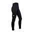 The Yonex YL2024 Women's Badminton Leggings in black feature a moisture-wicking fabric and a logo on the thigh, displayed against a white background.