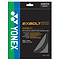 Yonex Exbolt 68 Badminton String Black (Midnight Blue) packet features a black, blue, and green design. Highlights include FORGED FIBER durability, 0.68 mm gauge, 10 m length, and made in Japan.