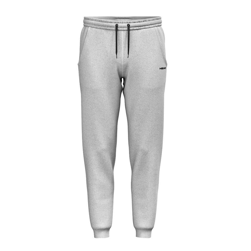 HEAD Club Original Mens Badminton Pants - Grey by HEAD feature soft French terry, elastic waistband, black drawstring, side pockets, small logo on the upper left thigh, slim fit, and ribbed cuffs for comfort and style.