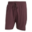 The ADIDAS Ergo Men's Badminton Shorts in Ruby are maroon athletic shorts made from recycled materials, featuring an elastic waistband and drawstring. These lightweight, breathable shorts are perfect for casual wear or sports activities.