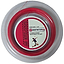 A clear round plastic reel holds BadmintonHQ Inspire 67 Zoom badminton string in strong red, featuring a 0.67mm gauge for power and durability. The label has a player silhouette and text: "200M Reel / 0.67," branded by BadmintonHQ.co.uk.