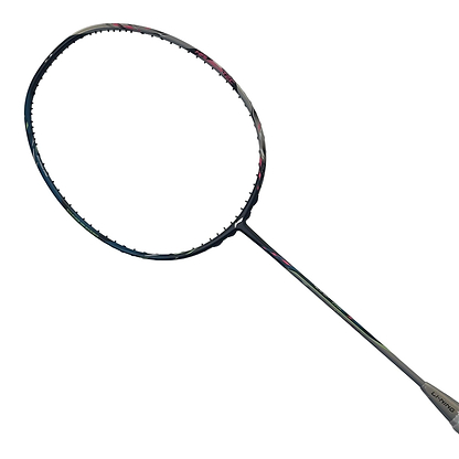 A close-up of the Li-Ning Halbertec 9000 Power Badminton Racket in black and silver, displaying its oval-shaped head and shaft against a white background. The racket strings are not visible.