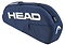The HEAD BASE 3 Racket Badminton Bag S - NV sports a bold blue design with a white "HEAD" logo. It features a zippered compartment and an adjustable shoulder carry system for easy transport.