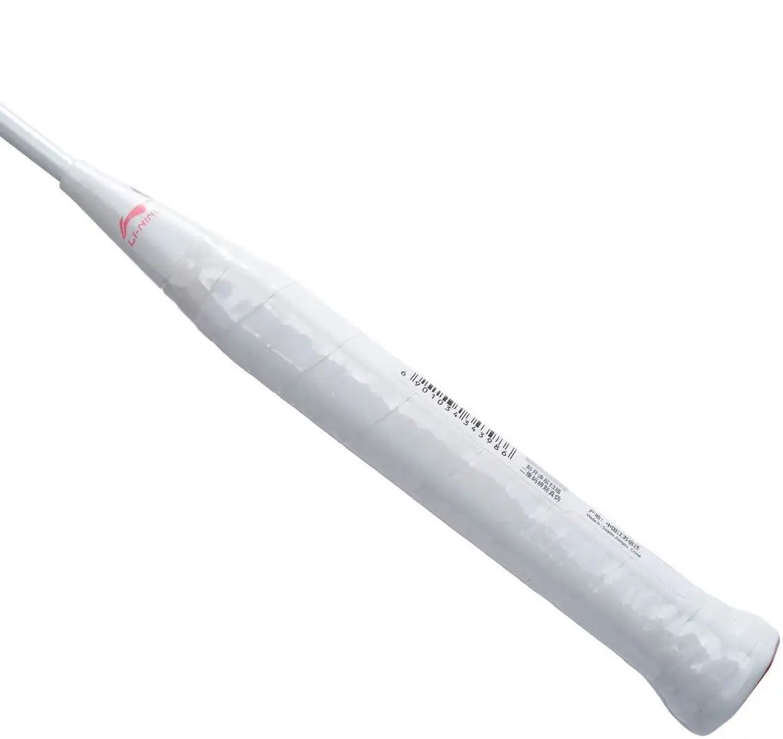 The Li-Ning BladeX 600 4U 2026 Badminton Racket in white and purple by Li-Ning is displayed isolated on a white background.