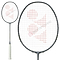 The Yonex Nanoflare Nextage 4U Badminton Racket, ideal for intermediate players, sports a white grip and red logo on strings. With a sleek metallic dark grey frame, it's showcased in detailed head shots and full-view images.