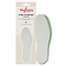 Displayed is a package of Shoestring Cut-to-Fit Badminton Sports Shoe Insoles - UK4-12, perfect for athletic footwear. These insoles boast a white base adorned with black dotted patterns and a hint of green on the sides, ensuring both comfort and a refreshing pine scent for sports enthusiasts.