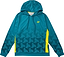 Introducing the Yonex YHD7 Unisex Badminton Hoodie in Teal—a stylish sports hoodie from Yonex featuring a geometric cube pattern, yellow side accents, front pocket, and a small yellow chest logo. This unisex hoodie offers drawstrings and long sleeves, making it ideal for team apparel or casual wear.