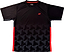 Introducing the Yonex YTM12 Men’s Badminton T-Shirt in black, featuring a stylish geometric cube pattern, striking red side panels, and a subtle red Yonex logo on the left chest—ideal for fans of premium Yonex team apparel.
