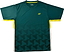The Yonex YTM12 Men’s Badminton T-Shirt in Dark Teal is a short-sleeve shirt featuring a geometric pattern, with yellow accents on the sides and inside sleeves, and a small yellow logo on the left chest. Part of the Yonex team apparel collection, this shirt combines style and performance for badminton players.