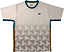 Introducing the Yonex YTM12 Men’s Badminton T-Shirt in white—a stylish short sleeve shirt by Yonex, showcasing a geometric cube pattern, teal accents on the sleeves and collar, brown side panels, and a subtle teal chest logo. Ideal for team uniforms or individual players who want both performance and modern style.