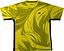 The Yonex YTM14 Mens Badminton T-Shirt in lime features bold, abstract black brushstroke patterns and black side panels, highlighted by a small black Yonex logo on the left chest—a stylish and high-performance men’s short sleeve team shirt designed for badminton.