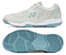 A close-up of the Yonex Power Cushion Strider Ray Unisex WIDE Badminton Shoes in Blue Grey, crafted with a wide fit for enhanced comfort and support.