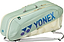 The Yonex 02626EX Expert 6 Racket Badminton Bag in Smoke Green features shoulder straps, handles, and blue-purple Yonex logo, plus Thermo Guard technology to protect your gear. Holds up to 6 rackets.