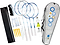 The Sure Shot Athens Family Badminton Racket & Net Set includes four tempered steel rackets, three shuttlecocks (two white, one yellow), a net, poles, stakes, and strings. It comes in a grey carrying case with colorful circles and flowers for a fun day out.